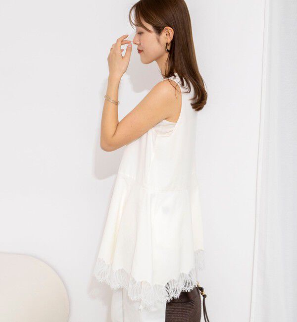 NOLLEY'S「【WEB限定】ウォッシャブルヘムレースサテンタンク」|タンクトップ|