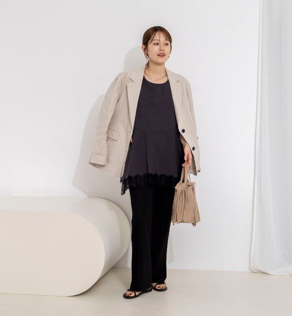 NOLLEY'S「【WEB限定】ウォッシャブルヘムレースサテンタンク」|タンクトップ|