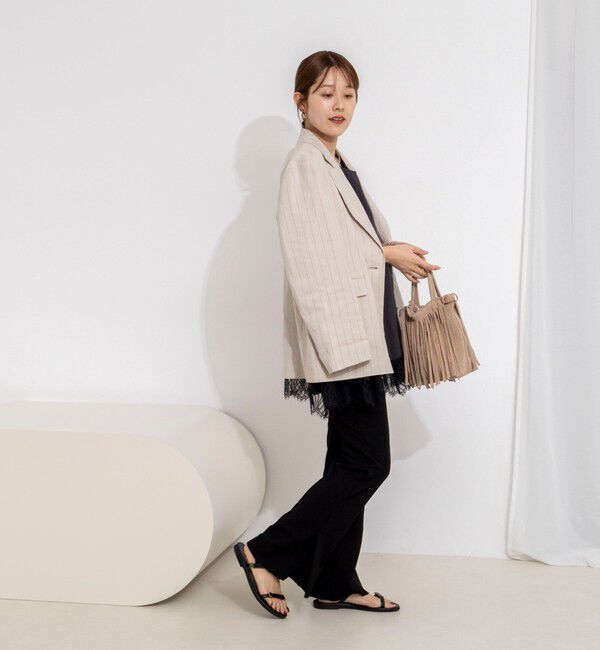 NOLLEY'S「【WEB限定】ウォッシャブルヘムレースサテンタンク」|タンクトップ|