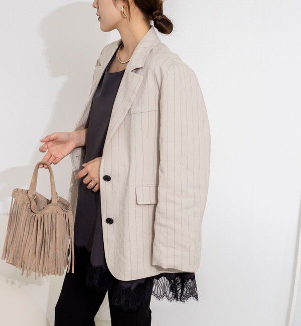 NOLLEY'S「【WEB限定】ウォッシャブルヘムレースサテンタンク」|タンクトップ|