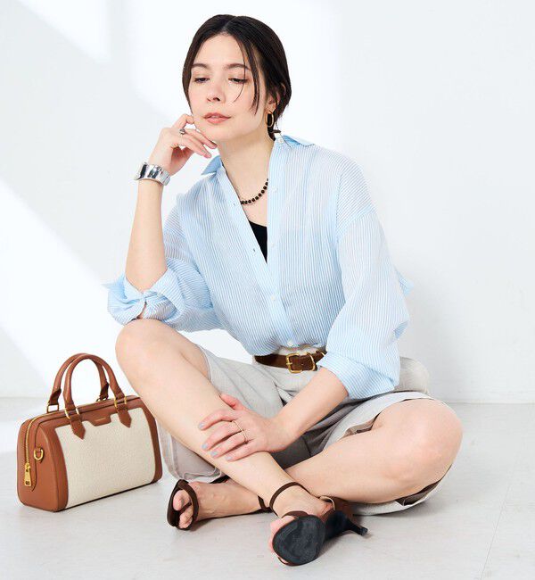 NOLLEY'S sophi「ウォッシャブルACARライトストライプ3WAYオーバーシャツ」|シャツ・ブラウス|