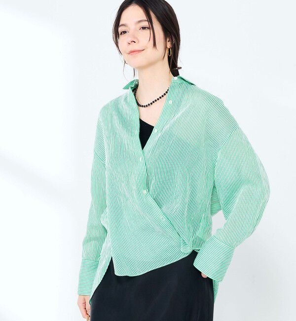 NOLLEY'S sophi「ウォッシャブルACARライトストライプ3WAYオーバーシャツ」|シャツ・ブラウス|