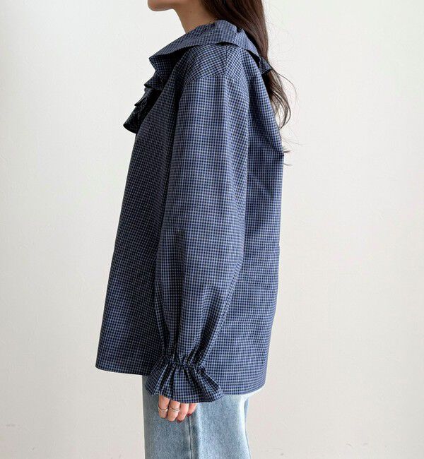 fredy emue「チェックフリルカラーブラウス」|シャツ・ブラウス|