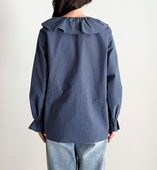fredy emue「チェックフリルカラーブラウス」|シャツ・ブラウス|