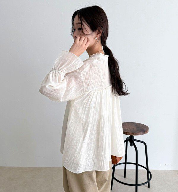 fredy emue「LINEN混シアー楊柳ブラウス」|シャツ・ブラウス|