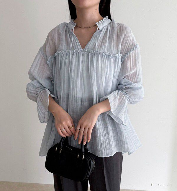 fredy emue「LINEN混シアー楊柳ブラウス」|シャツ・ブラウス|
