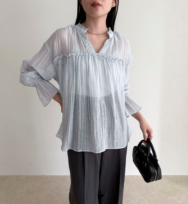 fredy emue「LINEN混シアー楊柳ブラウス」|シャツ・ブラウス|