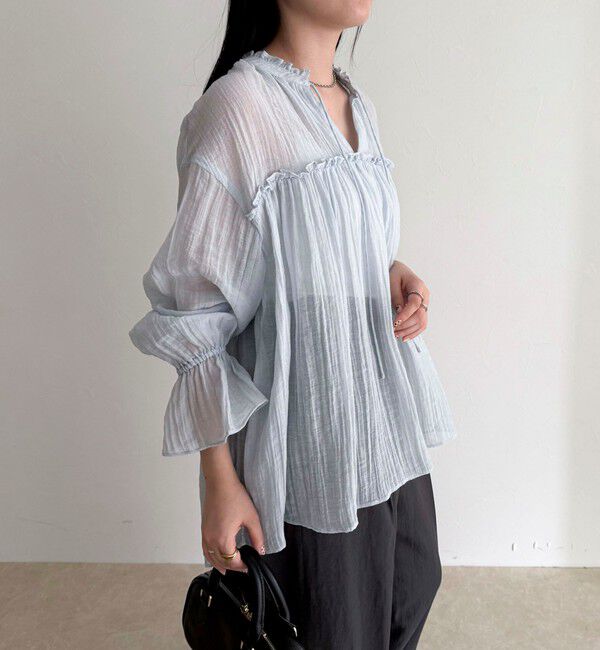 fredy emue「LINEN混シアー楊柳ブラウス」|シャツ・ブラウス|