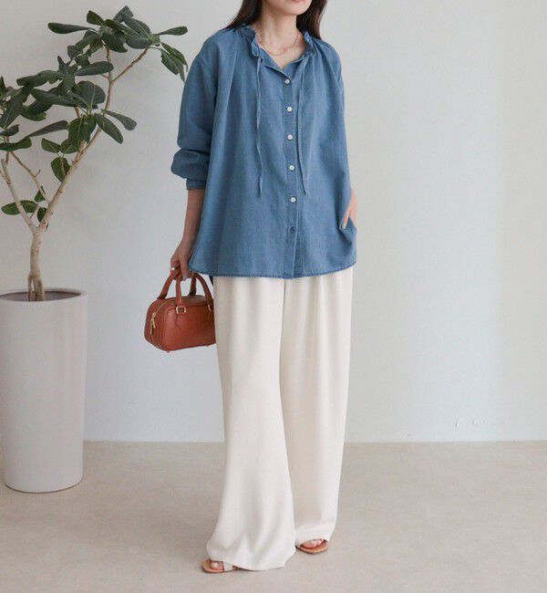 fredy emue「シアーデニムフリルカラーブラウス」|シャツ・ブラウス|