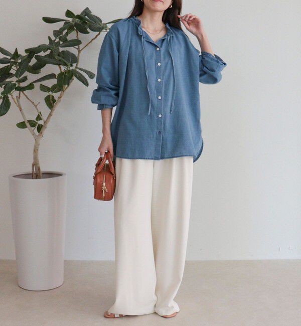 fredy emue「シアーデニムフリルカラーブラウス」|シャツ・ブラウス|