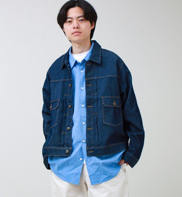 GLOSTER「【軽量ストレッチ】メッシュデニム3rdタイプジャケット」|デニムジャケット|インディゴブルー