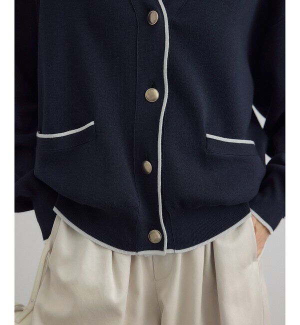 SALON adam et rope'「【WEB限定】メタルボタンスウェットライクラインカーディガン 3[新色追加]」|カーディガン|