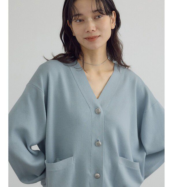 SALON adam et rope'「【WEB限定】メタルボタンスウェットライクラインカーディガン 3[新色追加]」|カーディガン|サックス(48)
