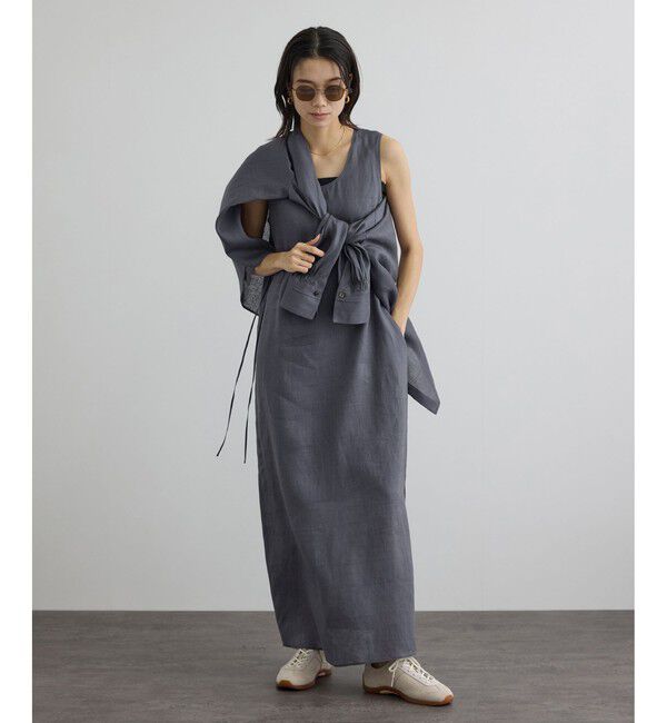 SALON adam et rope'「リネンドロストノースリーブワンピース / GENTLE LINEN」|ワンピース|グレー(07)