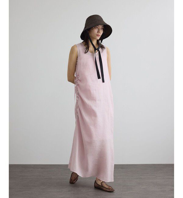 SALON adam et rope'「リネンドロストノースリーブワンピース / GENTLE LINEN」|ワンピース|ピンク(63)