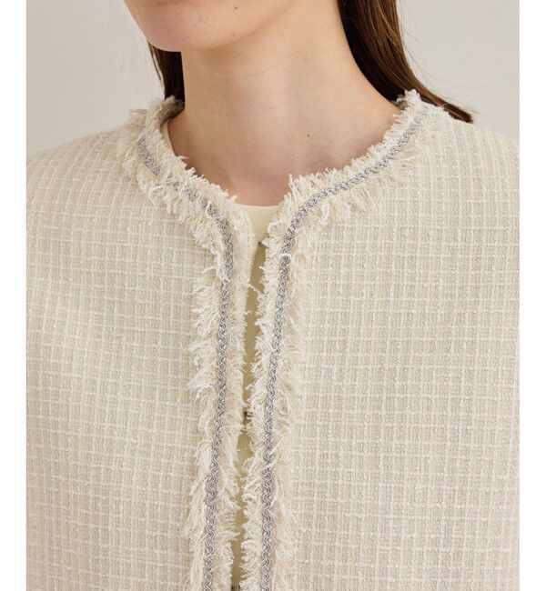 ROPE「【雑誌掲載】ミックスツイードノーカラージャケット」|ノーカラージャケット|