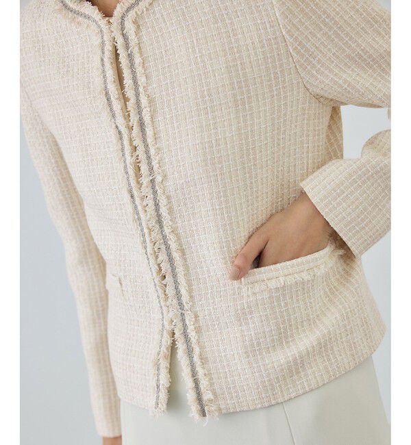 ROPE「ミックスツイードノーカラージャケット/26SS」|ノーカラージャケット|