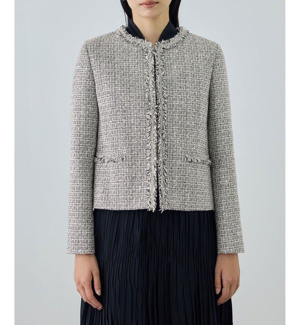 ROPE「ミックスツイードノーカラージャケット/26SS」|ノーカラージャケット|