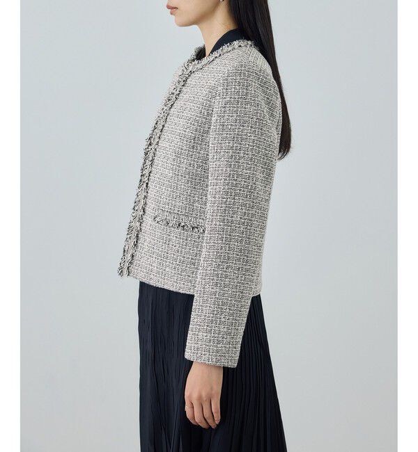 ROPE「ミックスツイードノーカラージャケット/26SS」|ノーカラージャケット|