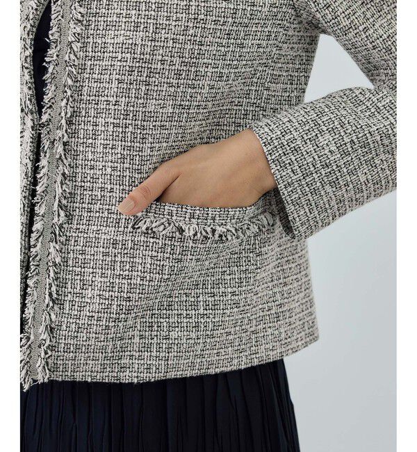 ROPE「ミックスツイードノーカラージャケット/26SS」|ノーカラージャケット|