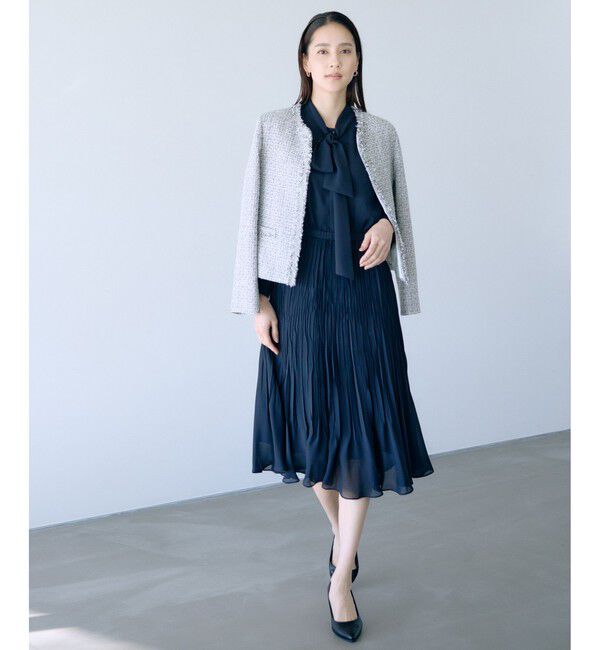 ROPE「ミックスツイードノーカラージャケット/26SS」|ノーカラージャケット|