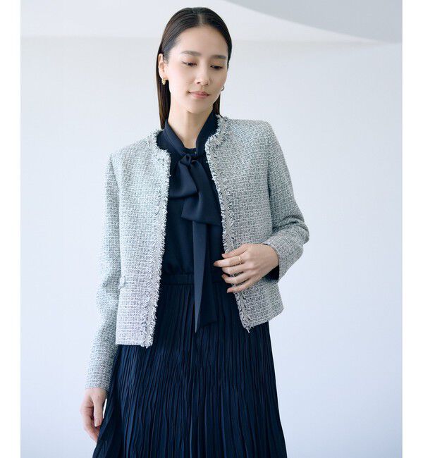 ROPE「ミックスツイードノーカラージャケット/26SS」|ノーカラージャケット|