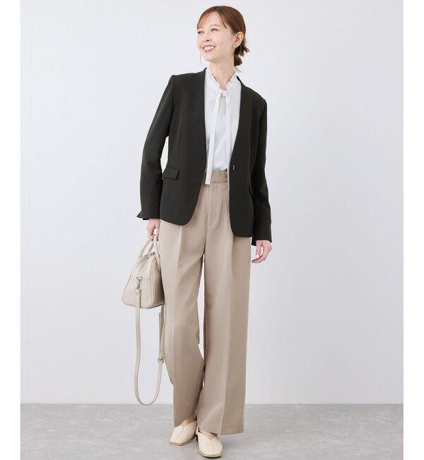 Rope&rsquo;Picnic「【360&deg;ウルトラストレッチ】UVカット・花粉ガード/ノーラペルジャケット/セットアップ対応」|ノーカラージャケット|