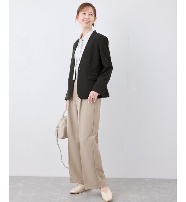 Rope&rsquo;Picnic「【360&deg;ウルトラストレッチ】UVカット・花粉ガード/ノーラペルジャケット/セットアップ対応」|ノーカラージャケット|