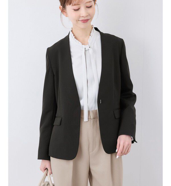 Rope&rsquo;Picnic「【360&deg;ウルトラストレッチ】UVカット・花粉ガード/ノーラペルジャケット/セットアップ対応」|ノーカラージャケット|