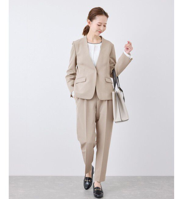 Rope&rsquo;Picnic「【360&deg;ウルトラストレッチ】UVカット・花粉ガード/ノーラペルジャケット/セットアップ対応」|ノーカラージャケット|