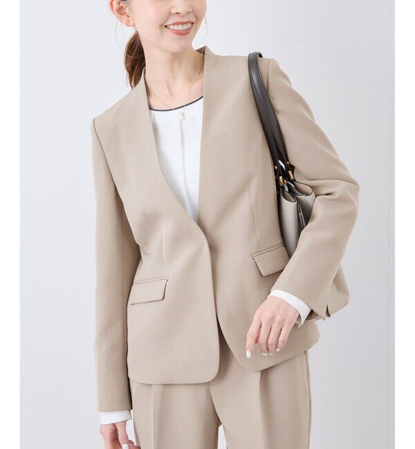 Rope&rsquo;Picnic「【360&deg;ウルトラストレッチ】UVカット・花粉ガード/ノーラペルジャケット/セットアップ対応」|ノーカラージャケット|