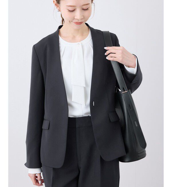 Rope&rsquo;Picnic「【360&deg;ウルトラストレッチ】UVカット・花粉ガード/ノーラペルジャケット/セットアップ対応」|ノーカラージャケット|