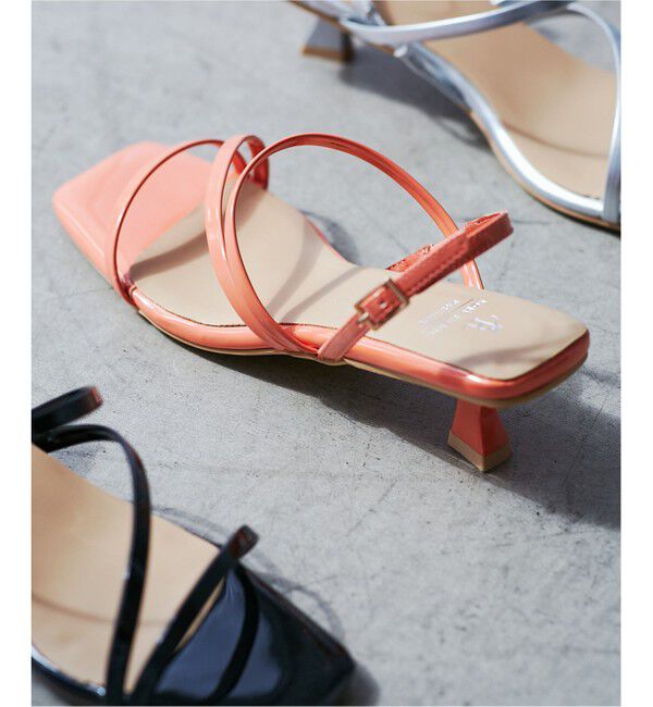 ROPE PICNIC PASSAGE「ナローストラップキトゥンヒールサンダル」|サンダル|オレンジ系(73)