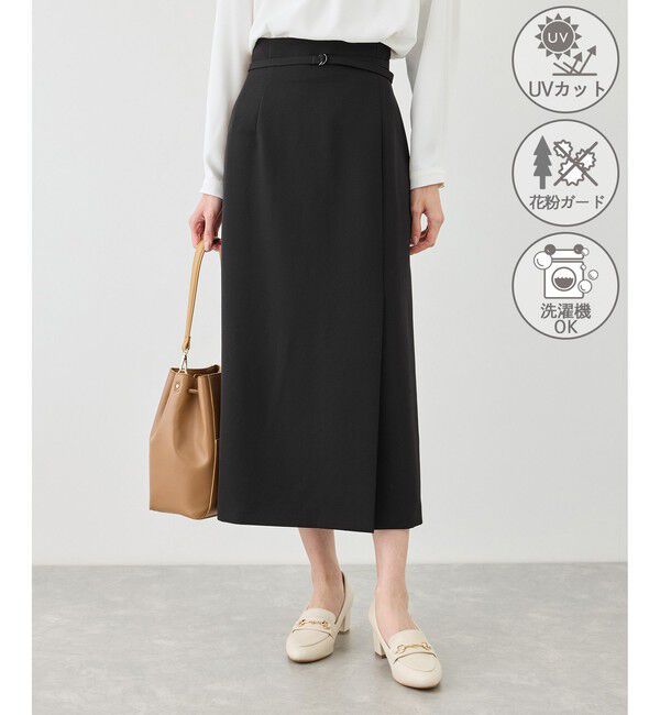 Rope&rsquo;Picnic「【WEB限定】360&deg;ウルトラストレッチ タイトスカート/UVカット・花粉ガード・セットアップ対応」|スカート|ブラック(01)