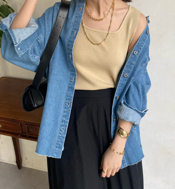  「スクエアニットタンク」|ニット・セーター|ベージュその他1