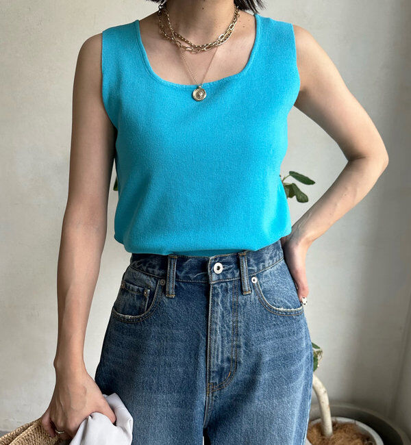  「スクエアニットタンク」|ニット・セーター|ブルー