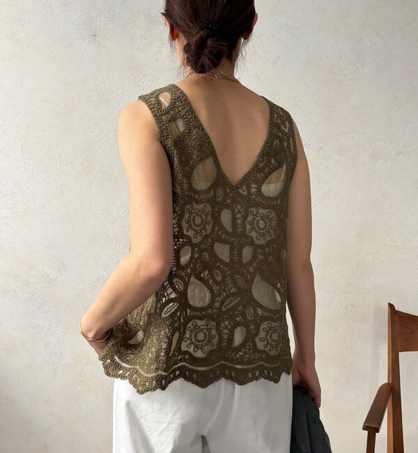  「刺繍前後2WAYレースタンク」|シャツ・ブラウス|