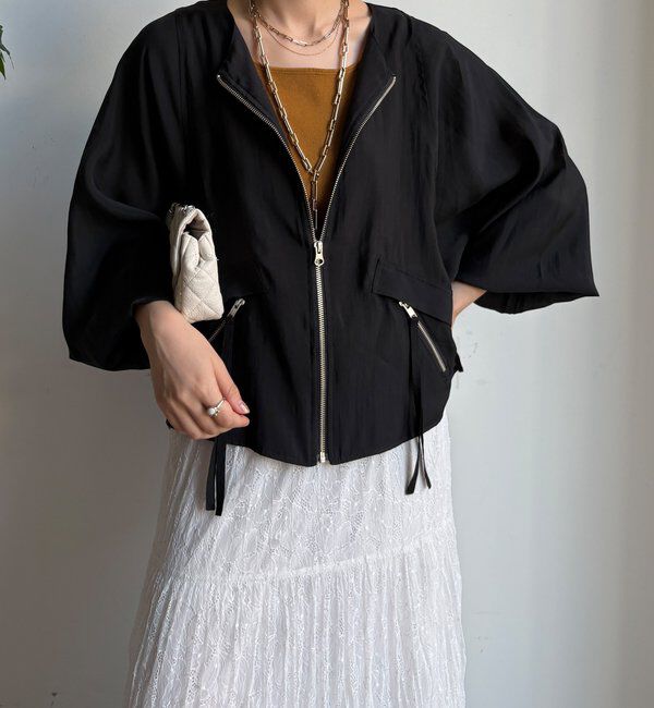  「【WEB限定】バックテープギャザーブルゾン」|ブルゾン・スタジャン|ブラック