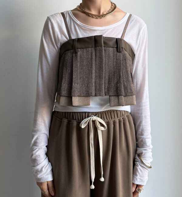  「【WEB限定】フェイクレザー切替ビスチェ」|シャツ・ブラウス|