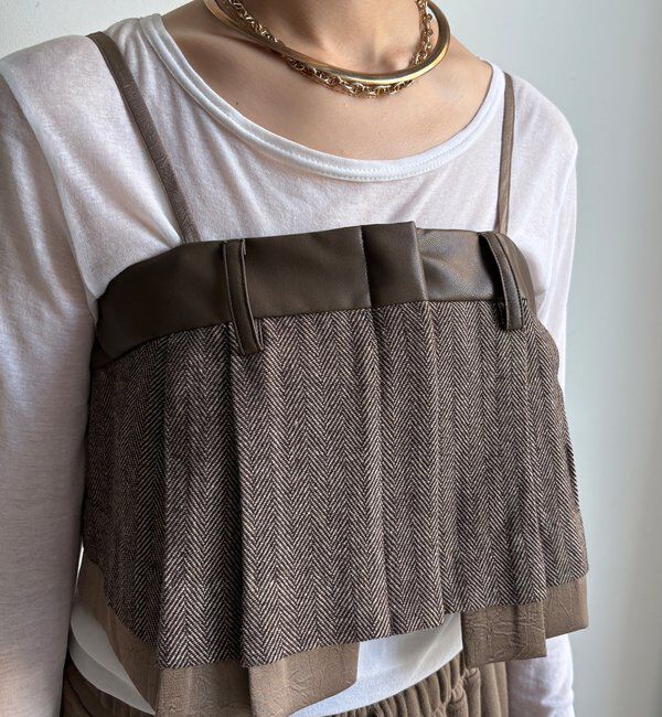  「【WEB限定】フェイクレザー切替ビスチェ」|シャツ・ブラウス|