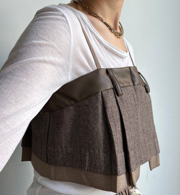  「【WEB限定】フェイクレザー切替ビスチェ」|シャツ・ブラウス|