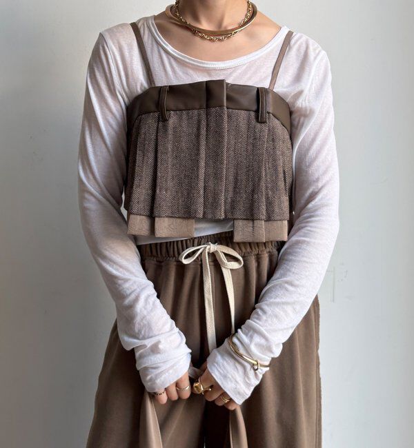  「【WEB限定】フェイクレザー切替ビスチェ」|シャツ・ブラウス|