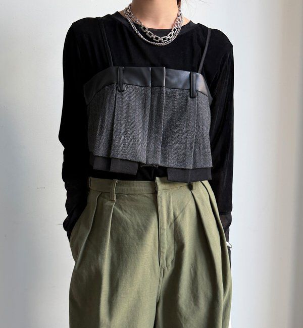  「【WEB限定】フェイクレザー切替ビスチェ」|シャツ・ブラウス|