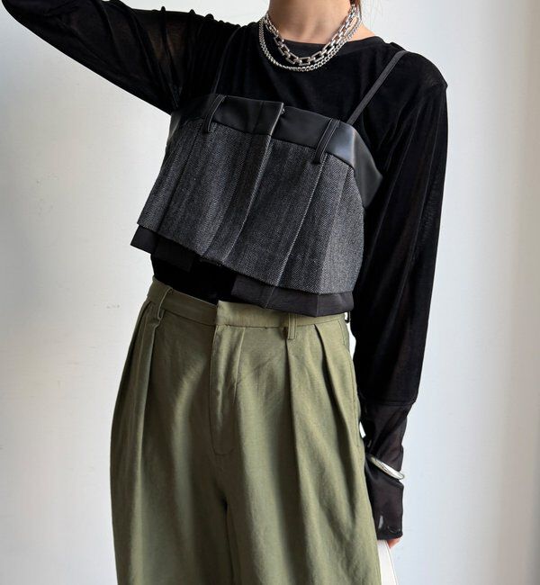  「【WEB限定】フェイクレザー切替ビスチェ」|シャツ・ブラウス|