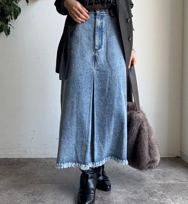  「【WEB限定】センターボックスタックデニムスカート」|スカート|インディゴブルー