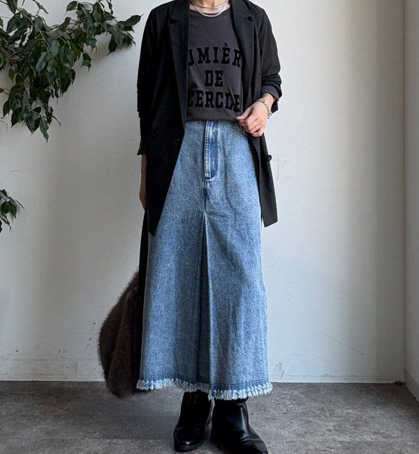  「【WEB限定】センターボックスタックデニムスカート」|スカート|