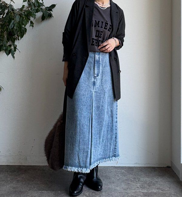  「【WEB限定】センターボックスタックデニムスカート」|スカート|