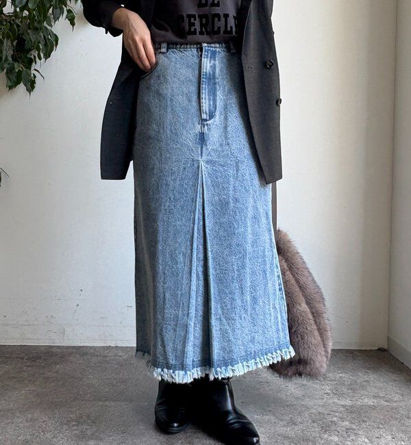  「【WEB限定】センターボックスタックデニムスカート」|スカート|