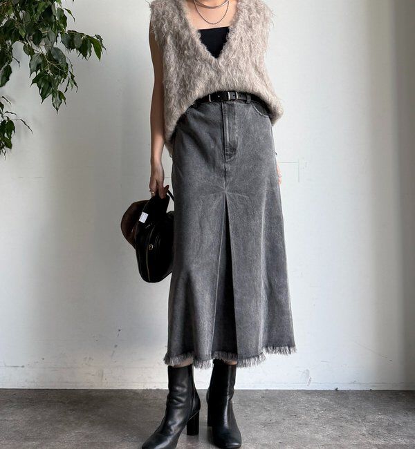  「【WEB限定】センターボックスタックデニムスカート」|スカート|