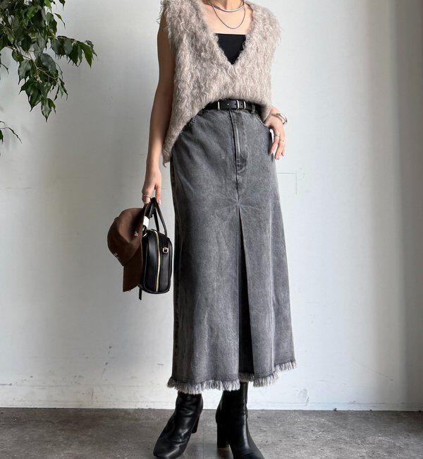  「【WEB限定】センターボックスタックデニムスカート」|スカート|